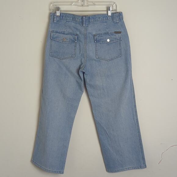 Vintage Calvin Klein Cropped Straight Wide Leg Jeans Light Wash Women's 8 - Picture 11 of 12